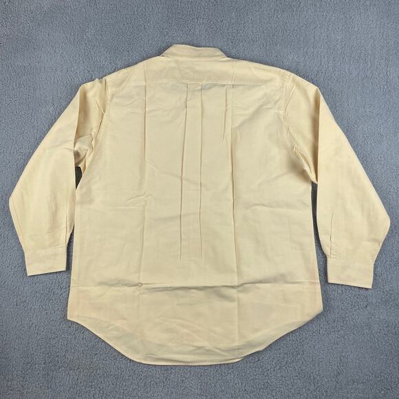 Land's End Men's 17.5-34 Peach Solid Long Sleeve Button Up Shirt - Picture 12 of 16